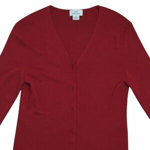 BROOKS BROTHERS 346 Fine Italian Merino Wool Cardigan M Red UK Made Classic